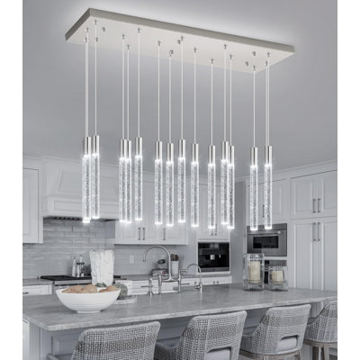Lustre rectangulaire moderne 16 lumières Glam