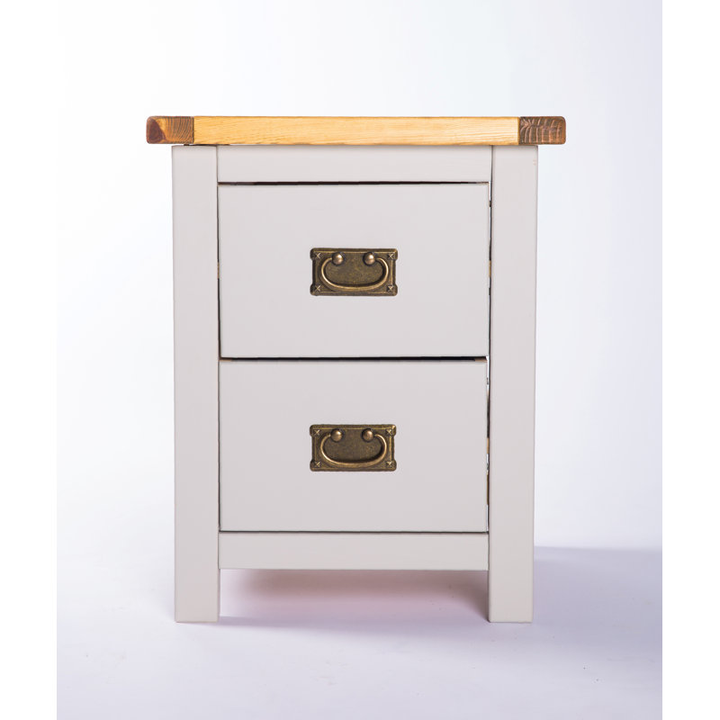 Cerritos 45 cm W Bedside Table, Brown/Grey/Antique Brass