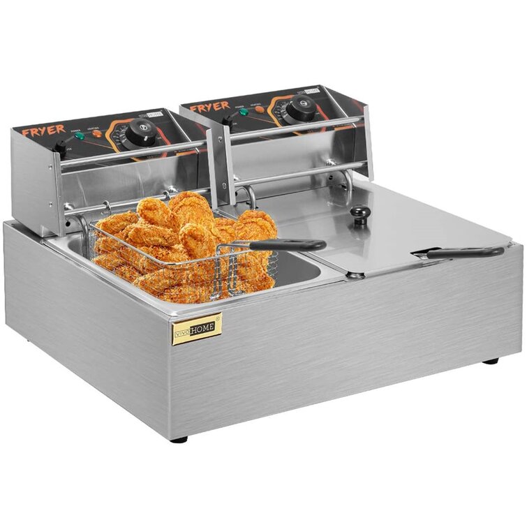 Commercial Electric Deep Fryer, 2500W Electric Deep Fryers for Restaurant  or Home, with Temperature Control And Removable Oil Basket, for French