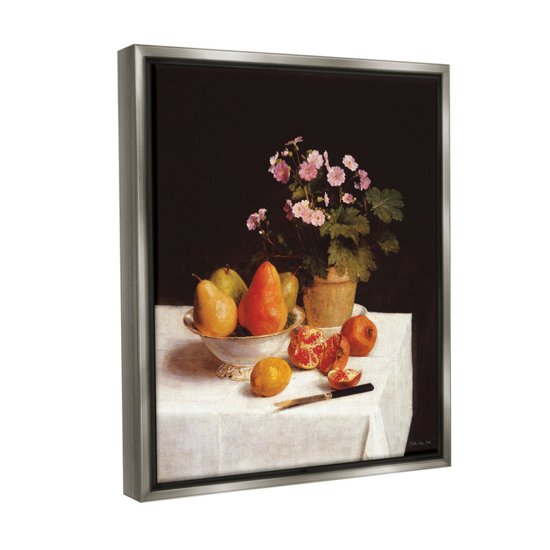 "Fruit and Bouquet Still Life" sur toile, Cadre flottant gris lustré, H 31 po x l 25 po