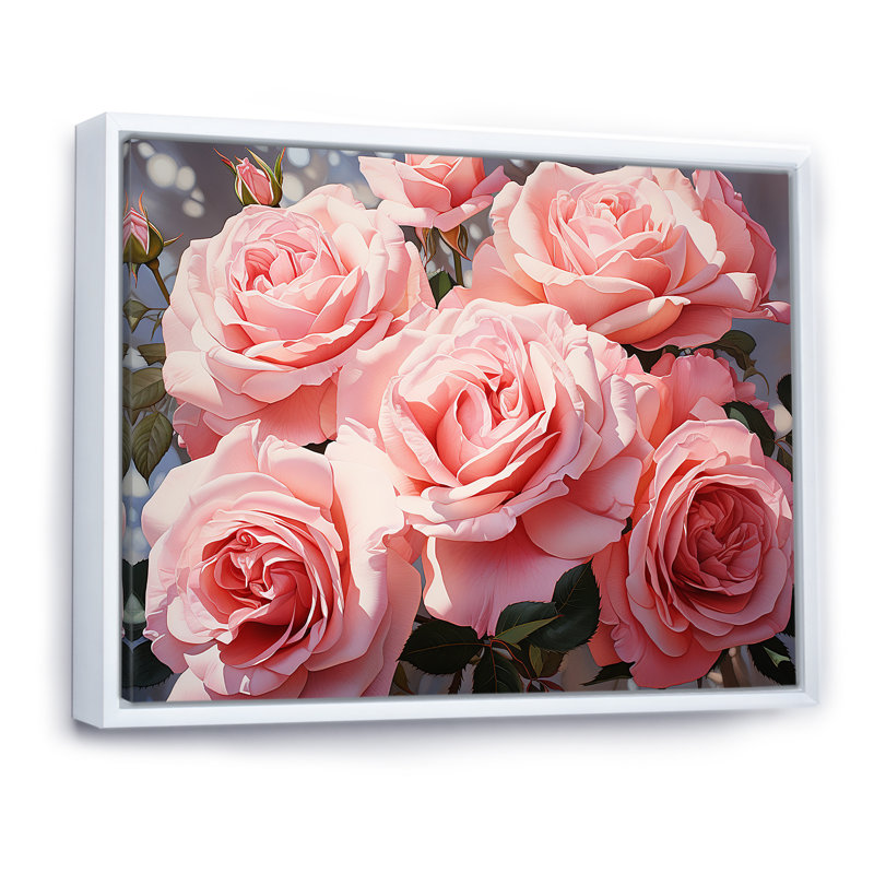 Minimalisme, roses roses, rêve, Cadre flottant blanc, 12" H x 20" W