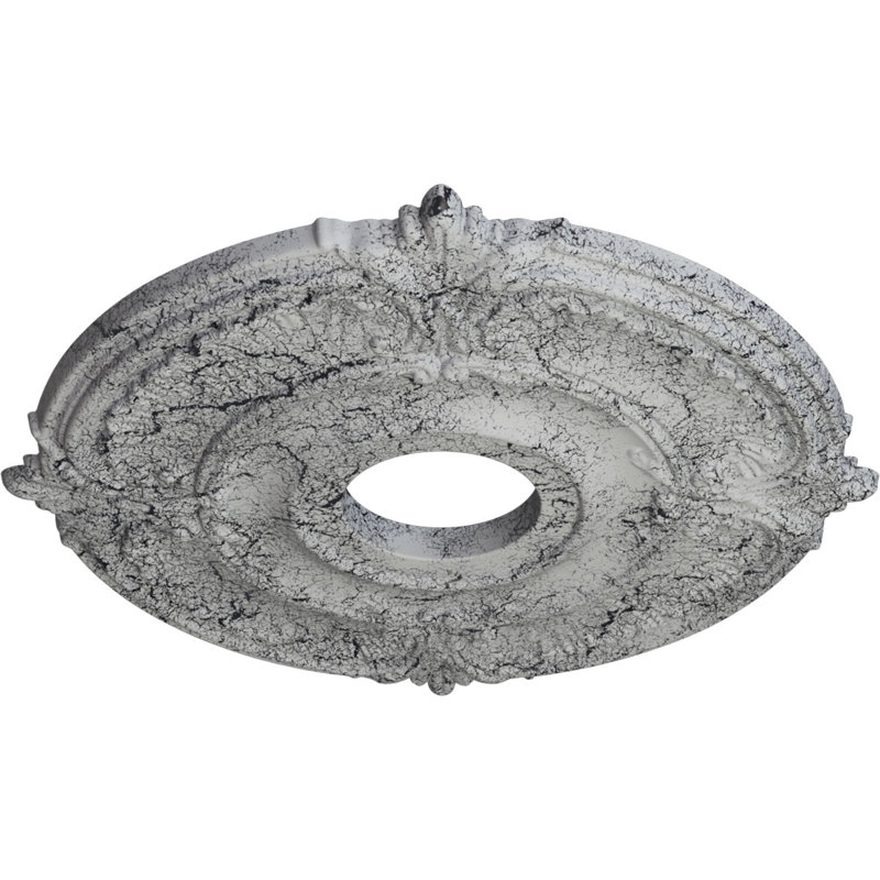Endurathane Attica Ceiling Medallion, 18"OD x 4"ID x 5/8"P (Fits Canopies up to 5"), Hand-Painted Ultra Pure White Crackle Finish