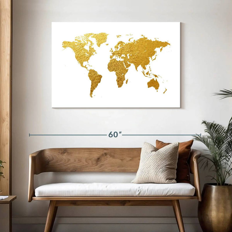 Aliaz World Map Gold Foil I, 30" H x 45" W