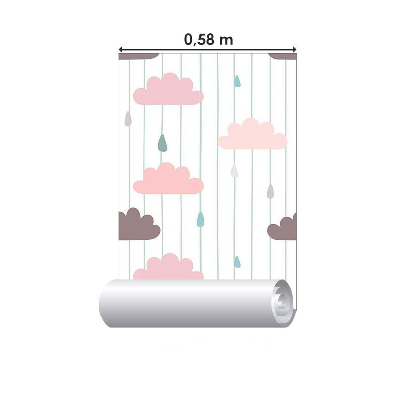 Rouleau de papier peint adhésif Aymée, Blanc/rose, L 126 po x l 24 po