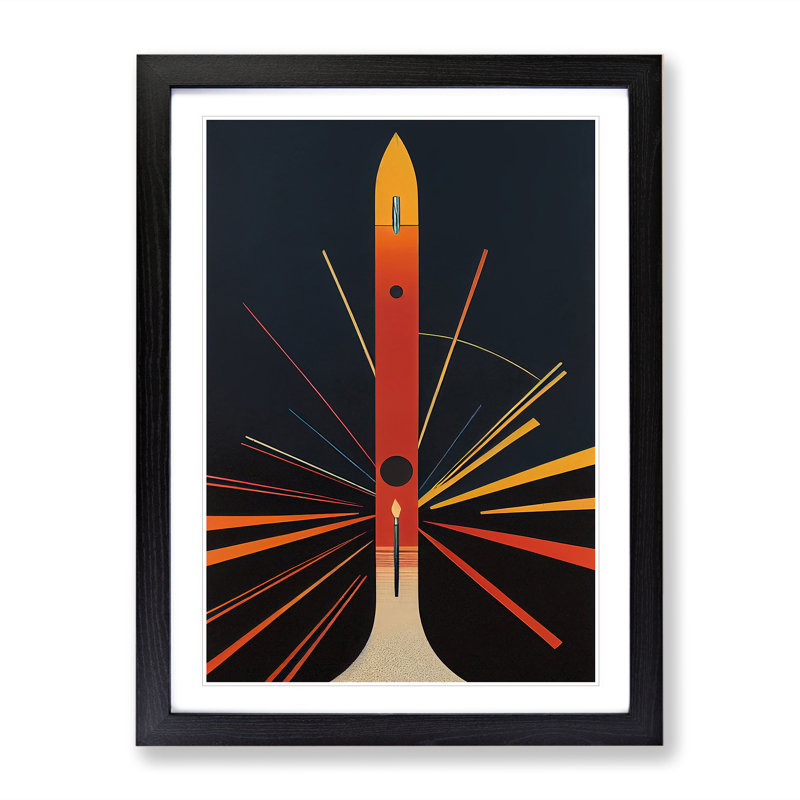 XV1022-751X Spaceship Art No.1 1 Piece Single Picture Frame Wall Art, 34cm H x 25cm W x 2cm D, Black
