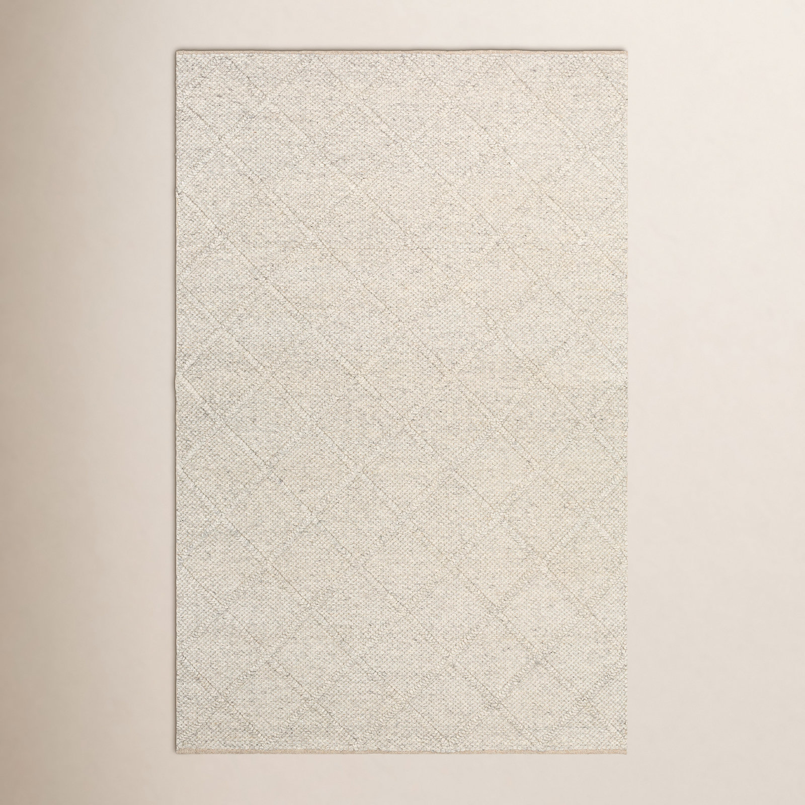 White Flatweave Oriental Rug, Rectangle 2' x 3'