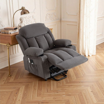 Fauteuil inclinable électrique avec chauffage et massage - Télécommande, chargement USB, rangement latéral