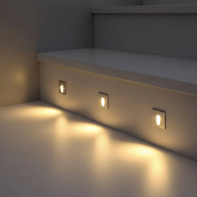 UltraBeam 1 Watt Square Recessed Indoor Wall Light - Stairway and Stair Riser Light - Brushed Aluminium Finish