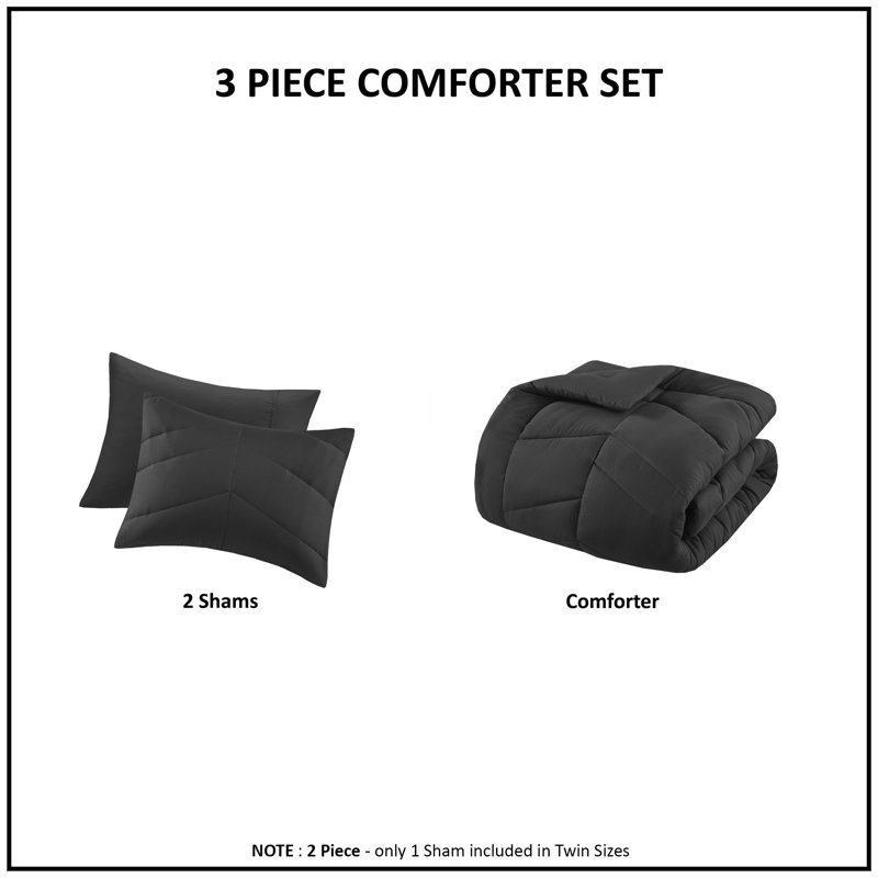 Full Black Microfiber Reversible Chevron Bedspread Set