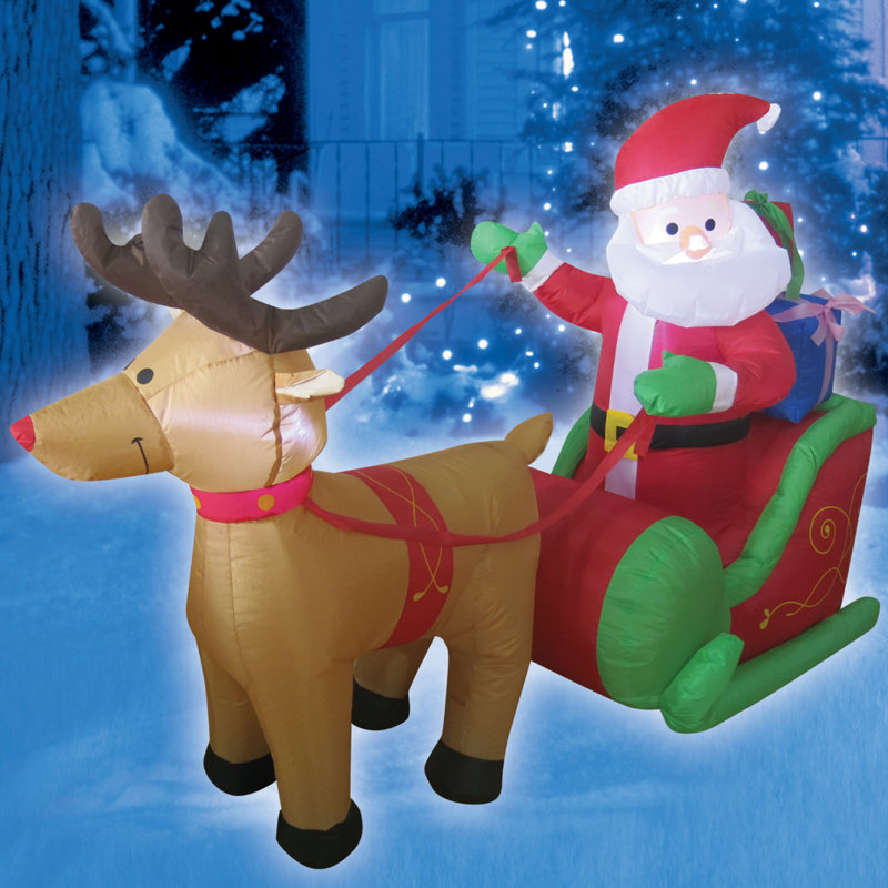 Gonflable Idona BBQ Santa, Père Noël sur traîneau à rennes