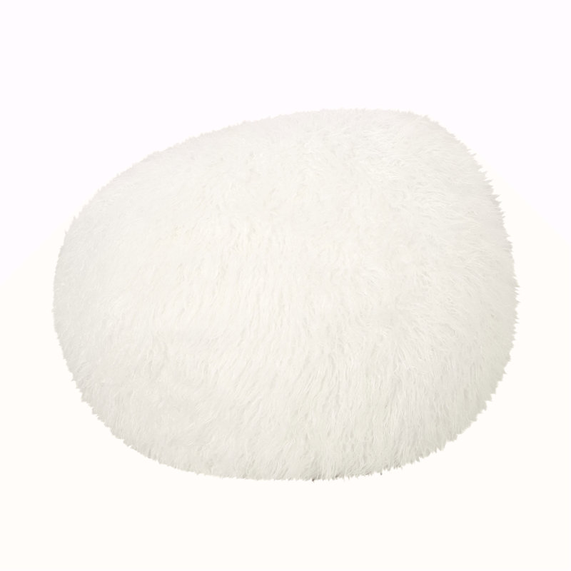 Pouf rond en fausse fourrure 3 pieds Mandana, blanc
