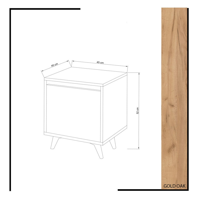 Table de chevet Immanuel en blanc / noyer