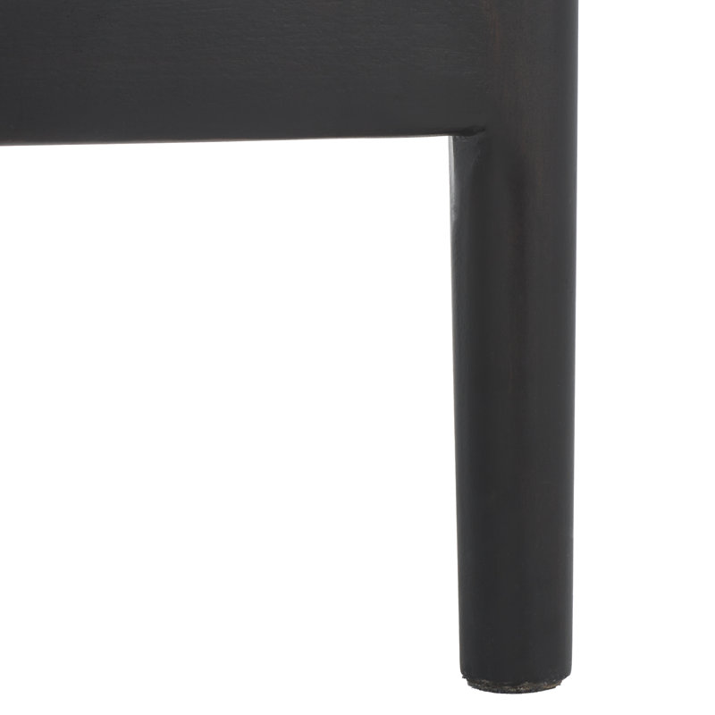 Tabouret de comptoir en bois massif Carneshia, Brun foncé / siège blanc / structure noire
