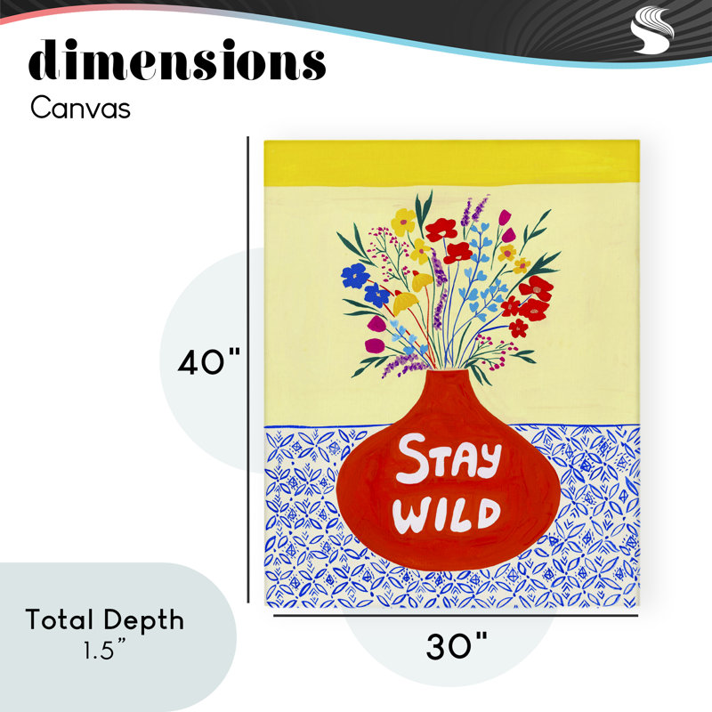 «Stay Wild Midcentury Flowers Canvas», conception par Nabeela Rumi, H 40 po x l 30 po