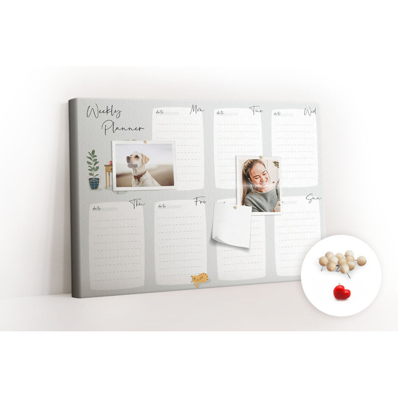Wall Mounted cork board with print decorative wall message pin boards for office bulletin board ideas Cosy planner