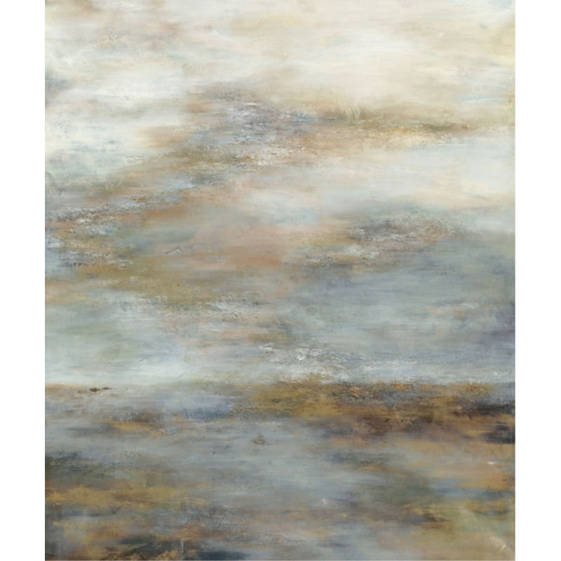 Misty Morning Painting by Beverly Fuller, 48" H x 40" W x 1.5" D, Hand Embellishment Gold