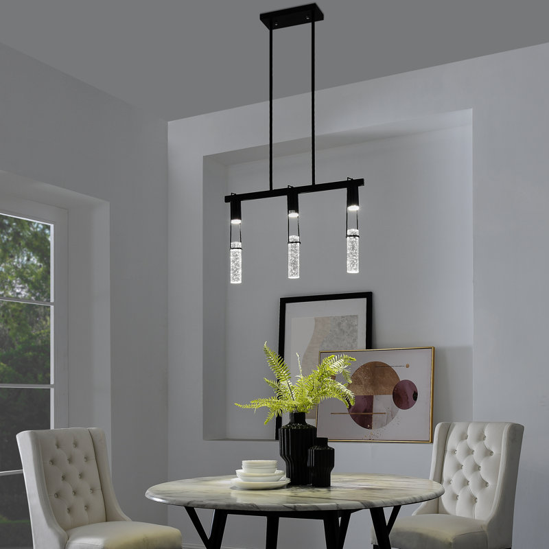 Lustre linéaire moderne à 3 lumières Adelaido, Noir mat