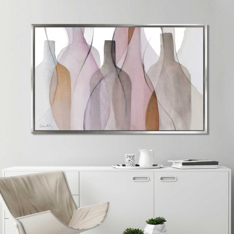 «Midnight Crowd», reproduction de peinture à l'aquarelle, H 39,5 po x l 63,5 po x P 2 po, Cadre flottant argent