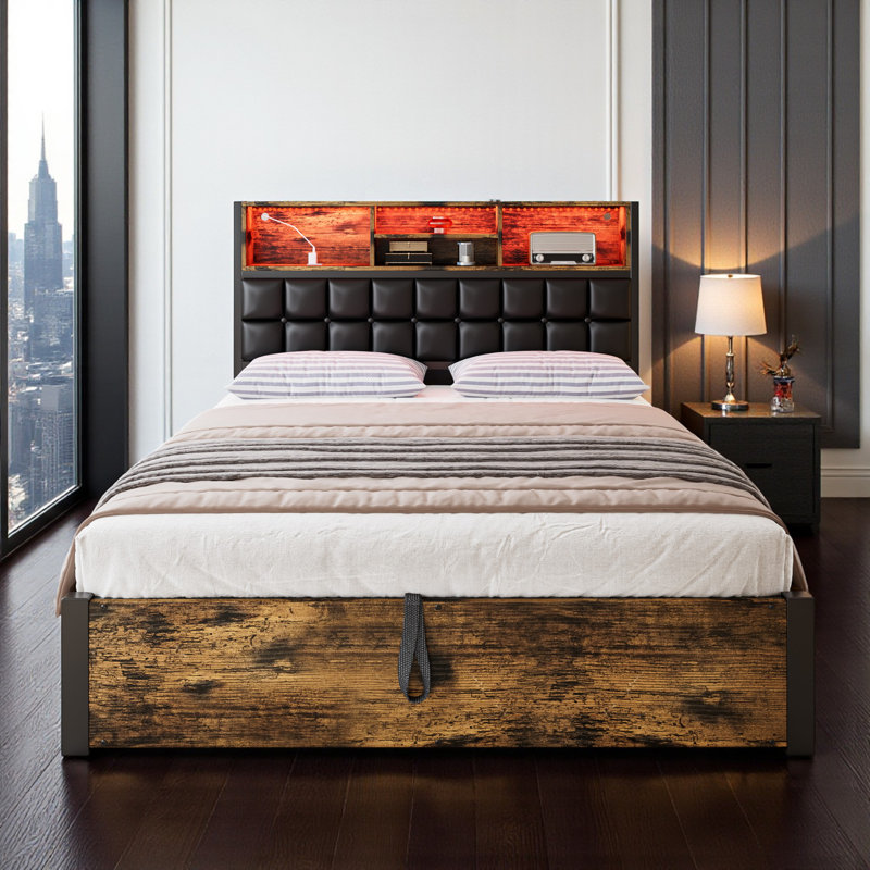 Upholstered Ottoman Storage Bed, Double (4'6)