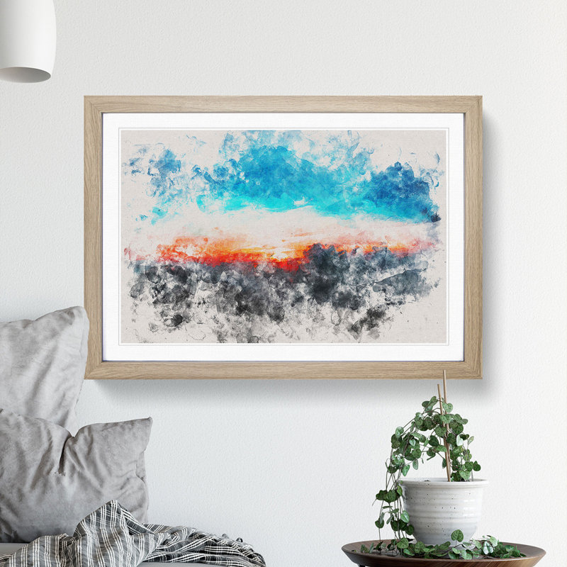 Sunset Behind the Clouds - Framed Print, Oak Framed, 45cm H x 63cm W x 2cm D