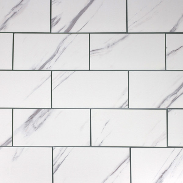Nature 3 in. x 6 in. Marble Look Glass Straight Edge Subway Decorative Kitchen & Bathroom Wall Tile