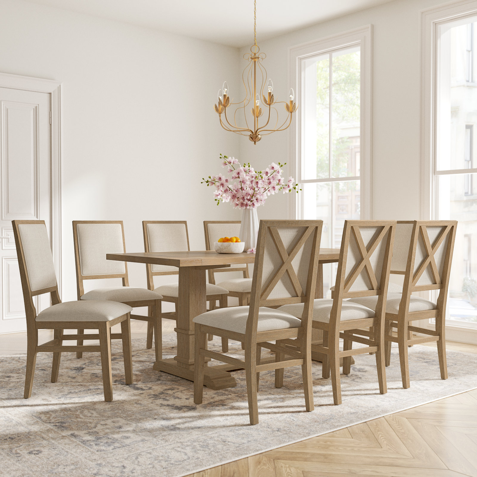 Light brown dining table set online