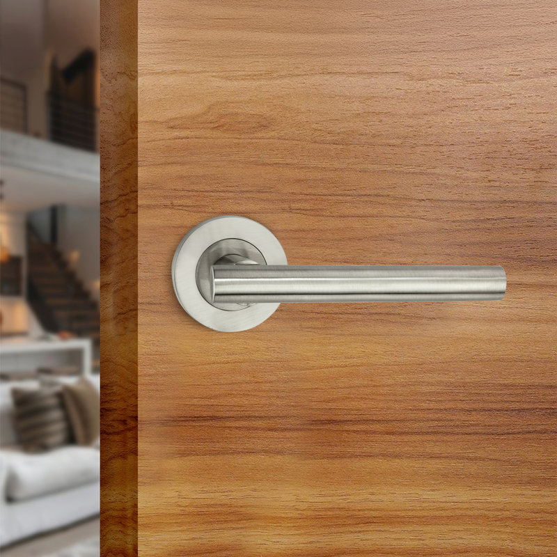 Jura Lever Door Handle, Satin Nickel