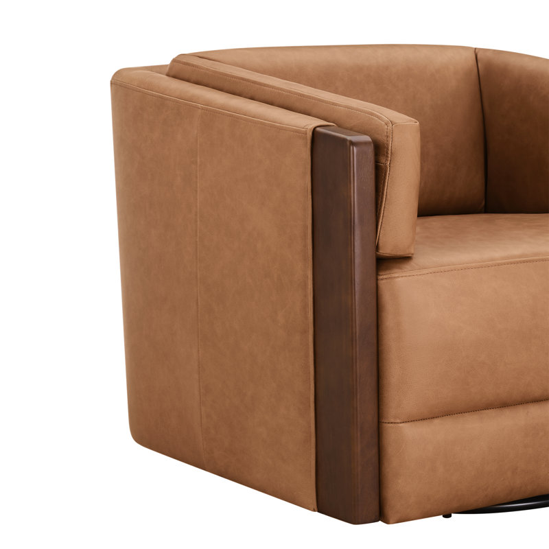 Chaise d'appoint pivotante Audrey (ensemble de 2), Cuir véritable Aline Butternut