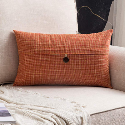 Housse de coussin rectangulaire en lin texturé