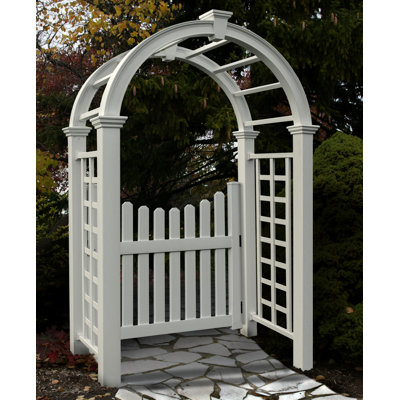 Classic 60'' W x 30'' D Polyvinyl Chloride (PVC) Arbor with Gate in White