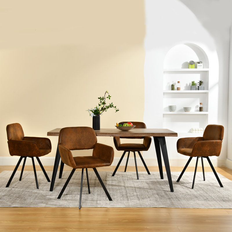 5-Piece Dining Set with Swivel Upholstered Chairs and Rectangular Table - 2 Color Options for Kitchen Dining Room, Brown