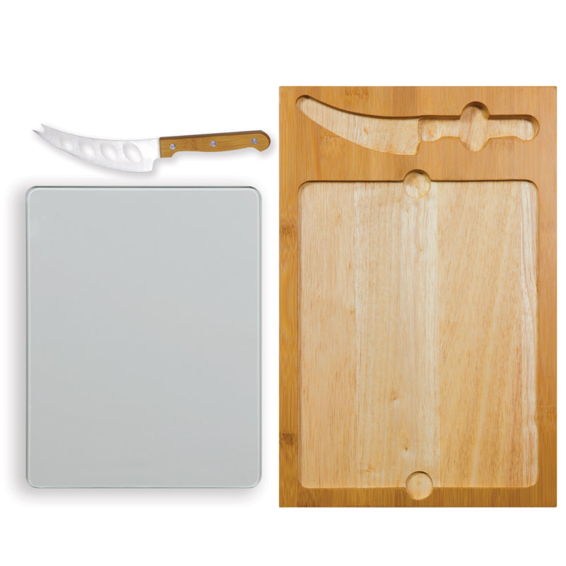 Icon Glass Top Cutting Serving Board & Knife Set Enyeart