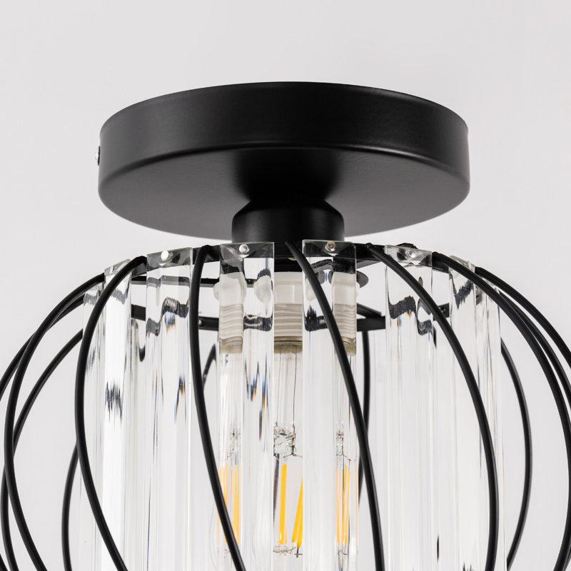 1 - Light Mini 7.08’‘ Crystal Flush Mount Ceiling Light with Crystal Accents