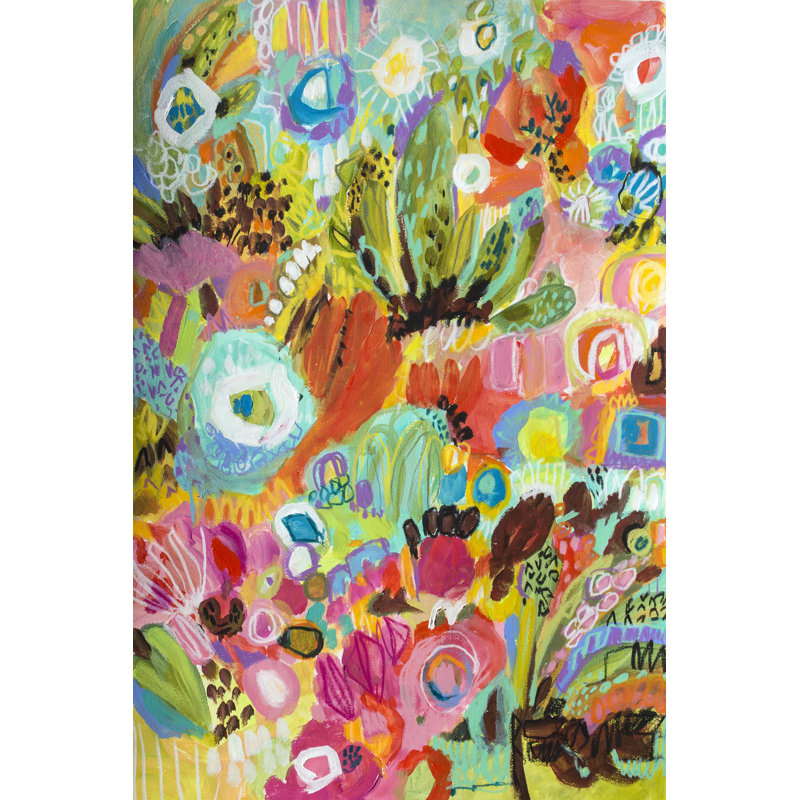 Love to Travel I by Karen Fields - Painting, 46 cm H x 30 cm W, Black Floater Frame