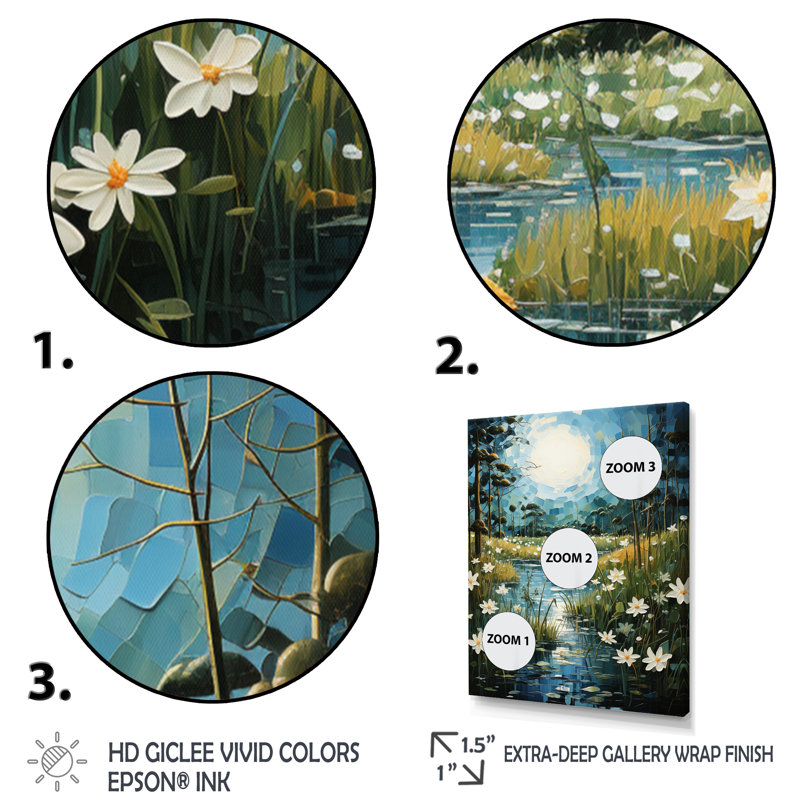 Oxner campagne Lily Pond Patchwork I - impression, Cadre photo noir, H 20 po x l 12 po x P 1 po