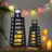 22.75''H Modern Tabletop Trapezoid Metal/Wood Lanterns-1972891627
