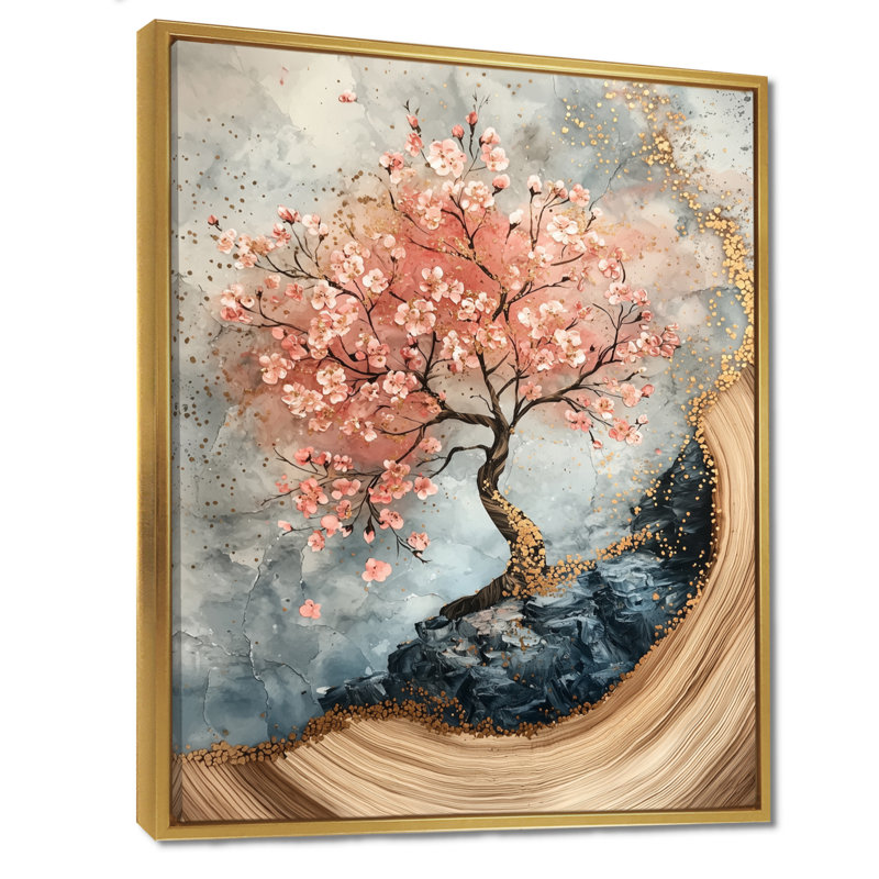 Cherry Blossom Tree Dreams Of Hanami I - Art mural sur toile Cherry Blossom, H 32 po x l 16 po, Impression encadrée flottante