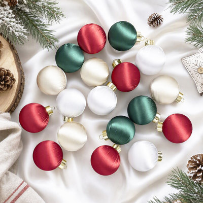 Ensemble de 15 boules de Noël en satin de 3,15 po en velours de couleur unie avec boîte-cadeau pour arbre de Noël