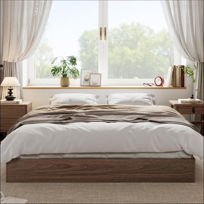 Wood Platform Bed Frame, Wooden Bed with Wood Slat Support & No Box Spring Needed, Easy Assembly Minimalist Bed Frame Without Headboard