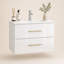 Ensemble de meuble-lavabo mural simple flottant 30 po avec tiroirs à fermeture en douceur et lavabo en céramique intégré, blanc