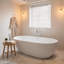 Baignoire profonde 71 po à surface solide blanc mat avec contour antidérapant