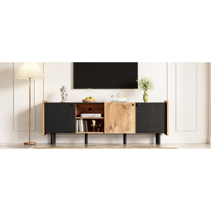 Console de 60 à 69 pouces avec tiroirs spacieux: design inspiré du milieu du siècle