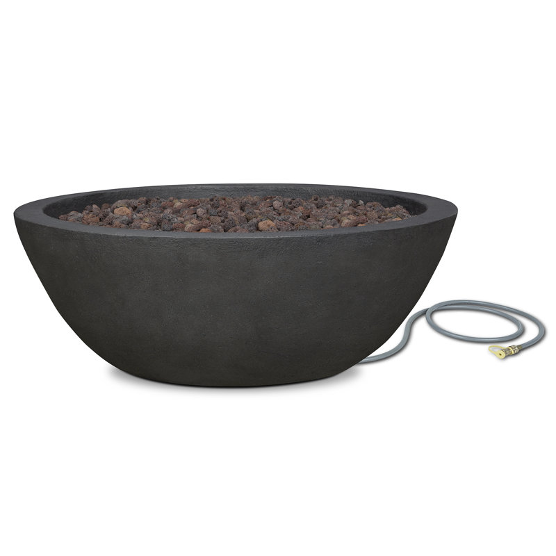 Riverside Round Gray Concrete Gas Fire Pit Table