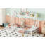 Structure de lit grande taille avec clôture de sécurité, lit de sol en métal avec bureau et tablettes de rangement, maisonnette pour enfants,-15241049-15241055
