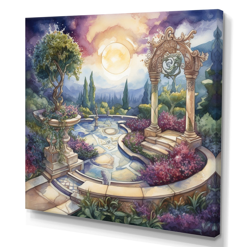 Garden Oasis III - Garden, art mural, H 16 po x l 16 po, Toile tendue