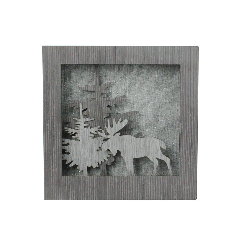 Décoration de table de Noël avec silhouette d’orignal scintillant 10 po