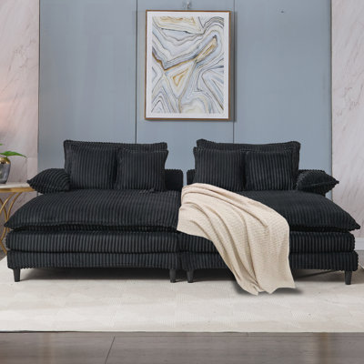 Balendin 110.00 "W Oversized Sleeper Couch,Double Chaises Lounge With Pillows, Could Plush Corduroy by Latitude Run