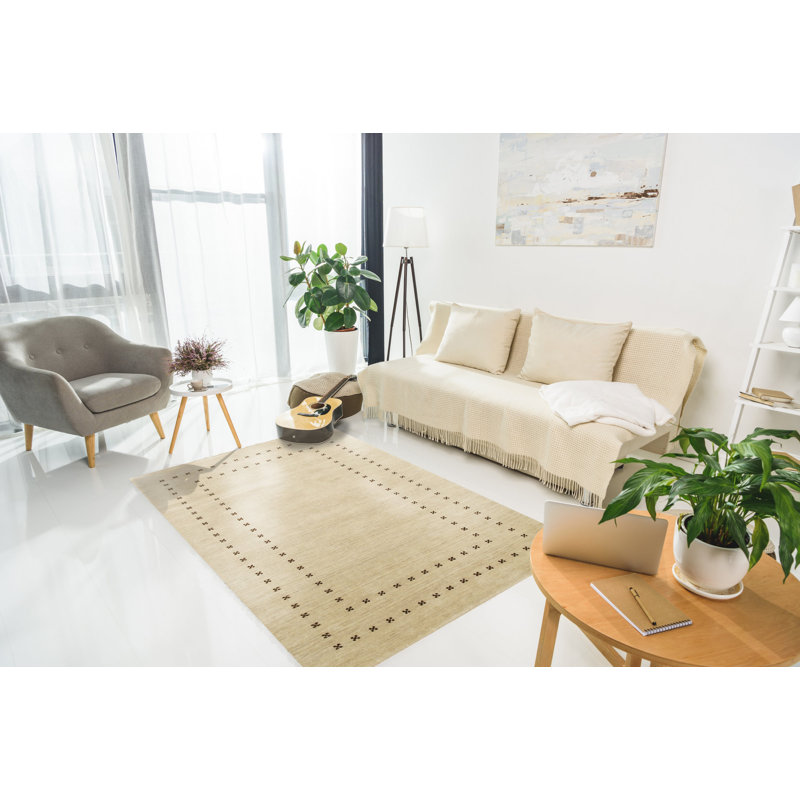 Tapis beige en laine fait à la main Jasmine