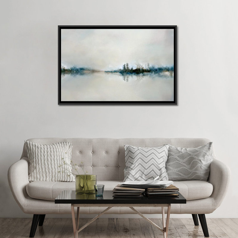 " Calm Morning " by Nan, 18" H x 26" W x 1.5" D, Black Floater Framed Canvas, No Mat