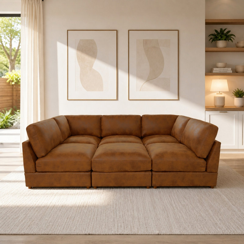 Canapé modulaire rembourré en velours côtelé, Brown